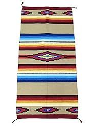Furniture: Hand Woven Serape Rug with Classic Mexican Saltillo Diamond Design 32 X 64" 3 Lb (Tierra) - El Paso Designs