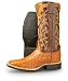 Men's JUSTIN BOOTS Cowboy Boots Cognac Full Quill Ostrich Skin 5111