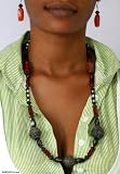 Agate and cow bone jewelry set, 'Akan Honor'