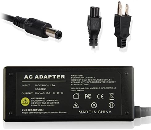 GETY Laptop Replacement AC Adapter, 19V 3.16A 60W Notebook Power Supply Charger and Power Cord for Samsung 8000 ArmNote Aquila GT M N120 N510 NC20 Series;Samsung AA-PA1N90W, AD-8019, AD-9019 ect