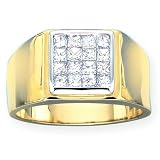 14K Yellow Gold 1 ct. Princess Cut Diamond Men's Ring