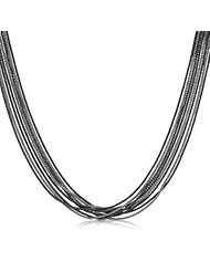 Sterling Silver Popcorn Design Necklace with Rhodium and Ruthenium Plating