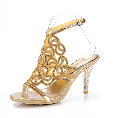 BAI STEP UP Crystal High Heel Sandals Peep Toe Strappy Sandals Party Pumps Evening Dress Shoe