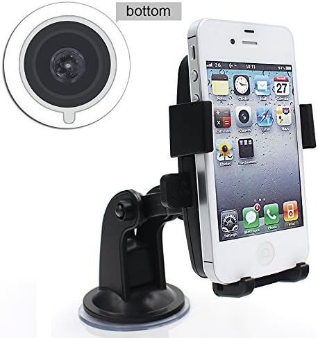 Free 360-Degree Rotating Universal Windshield Car Mount Holder/Cradle for the Apple iPhone 6 Plus/6/5S/5C/5/4S/4, Motorola Moto G (2nd Gen)/Moto X (2nd Gen), Samsung Galaxy S6/S6 EdgeS5/S4/S3/S2/Note3/Note4, HTC One, Nokia Lumia 920[Retail packaging] - Black