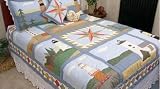 Beacon Blue Nautical Handmade Cotton Quilt King