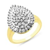 1.00ct TDW Diamond Teardrop Ring in 14K Gold Plated Sterling Silver