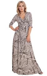 Elbow Length Sleeves Polyester/Spandex  Wrap Vintage Party Dress/Jumpsuit/Maxi Dress  With a Bow(s)