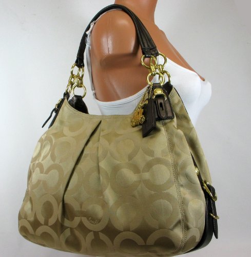 Coach Signature Mia Maggie Shoulder Bag Purse 15757 Khaki Mahogany