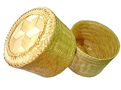 Thai Traditional Handmade ''Kra-Tip'' Sticky Rice Serving Basket Medium Size 5''x4"