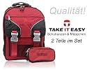 Take it Easy Schulrucksack + M&auml;ppchen SET  [ MADRID ] BORDO ROT