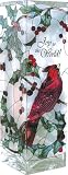 Winter Song Red Cardinal - Hand Painted Stained Glass Vase - Joy to the World!