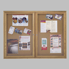 Boone(R) Solid Oak Frame Enclosed Bulletin Board, 36"H x 48"W, 2 Doors