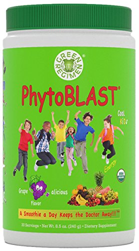 Green Regimen - PhytoBLAST Cool Kids (Grape Flavor) - Delicious Multivitamin Smoothie infused with Omega 3 - SuperFood contains 20+ Fruits and Vegetables per serving - Includes wonderful Recipe Book. Green Regimen - PhytoBLAST Cool Kids (Grape Flavor) - Delicious Multivitamin Smoothie infused with Omega 3 - SuperFood contains 20+ Fruits and Vegetables per serving - Includes wonderful Recipe Book.