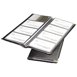 Rolodex 67473 Rolodex Stitched Faux Leather Business Card Book, 96-Card Cap, 4-5/8x9-7/8, BK