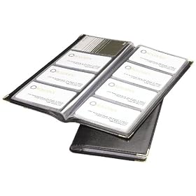 Rolodex 67473 Rolodex Stitched Faux Leather Business Card Book, 96-Card Cap, 4-5/8x9-7/8, BK