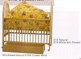 NEW NATURAL FINISH BABY CRIB W. LOCKING CASTERS..