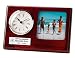 Cherry Silver Bezel Clock with 3 x 3 Photo Frame and Silver Engraving Plate