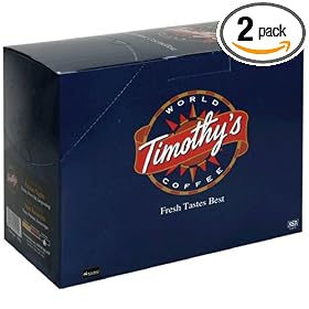 Timothy's World Coffee, Extra Bold Parisian Nights, K-Cups for Keurig Brewers, 24-Count Boxes (Pack of 2)