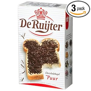 Deruyter Chocoadehagel Puur (Dark Chocolate Sprinkles), 14-Ounces Boxes (Pack of 3)