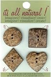 Vision Trims Handmade Coconut Button-Natural - Assorted Shapes 4/Pkg