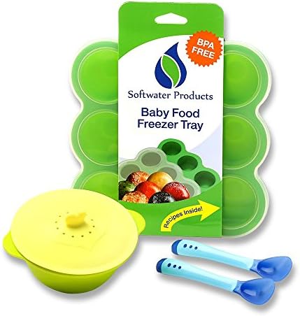 Baby Food Storage Tray | Freezer Tray with Silicone Clip-on Lid, Warm-up Bowl, Temperature Sensitive Color Warning Spoons | FDA Food Grade &amp; BPA Free | Microwave, Oven &amp; Dishwasher Safe