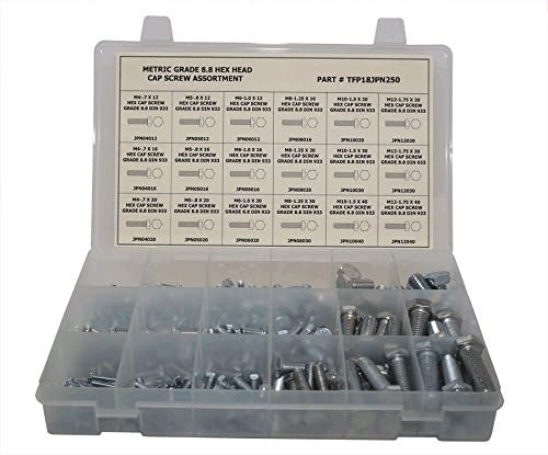 250 Piece Metric Grade 8.8 Hex Head Cap Screw Assortment - Ships FREE in the USA