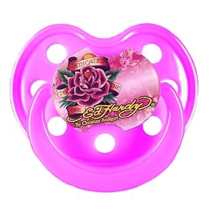 Ed Hardy Pacifier for 0 - 24months Pink - Dedicated to the One I Love