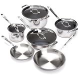 All-Clad 600822 SS Copper Core 5-Ply Bonded Dishwasher Safe 10-Piece Cookware Set, Silver