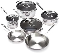 Hot Sale All-Clad 600822 SS Copper Core 5-Ply Bonded Dishwasher Safe 10-Piece Cookware Set, Silver