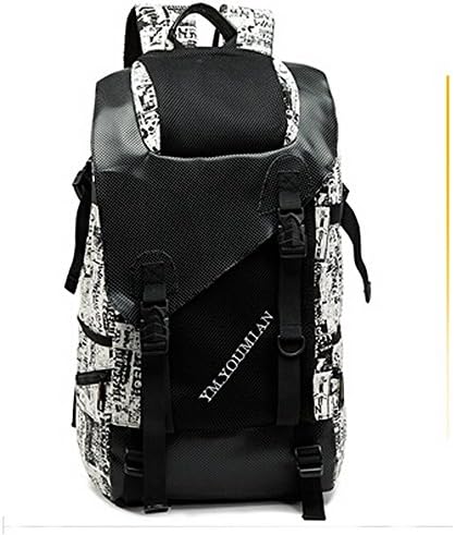 Youmian Graffiti White Fashion Men's Canvas Travel Casual Shoulder Backpack - Large