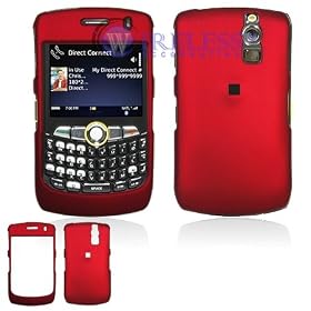 BlackBerry 8350i CURVE Cell Phone Red Rubber Feel Protective Case Faceplate Cover + Free LiveMyLife Wristband