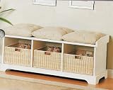 White Finished Entryway Storage Bench