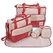 Baby Station 5pcs/set Baby Diaper Bag Nappy Mummy Bag Print Maternity Handbag Changing Baby Messenger Bag (Red) RS.1395.00