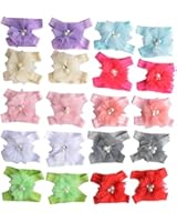 Qandsweet Baby Girl's Barefoots Sandals Flower (10pack) (10 Pairs Chiffon)