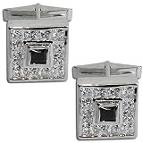 Stud Set Sterling Silver Zircon Gemstone Men's Cufflinks (cflng260)