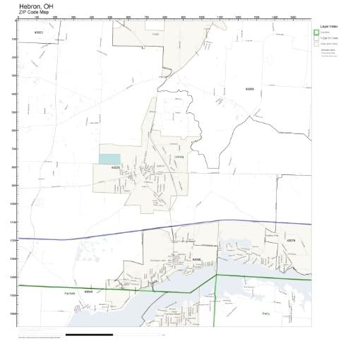 ZIP Code Wall Map of Hebron, OH ZIP Code Map Laminated