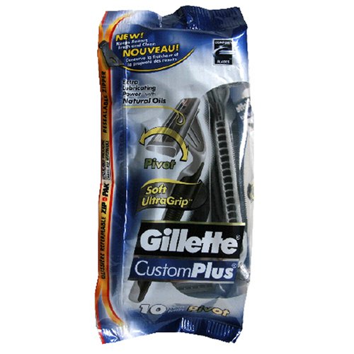 Gillette CustomPlus Razors, Pivot Ultragrip with Natural Oils, 10 Razor Packages (Pack of... by Gillette