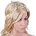 Babeyond® Bling Golden-Tone The Great Gatsby Inspired Leaf Simulated Pearl Headband Hair Tiara
