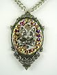 Rocker Jewelry Metal Kitty on Leopard Print Leather Framed Pendant
