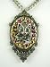 Rocker Jewelry Metal Kitty on Leopard Print Leather Framed Pendant