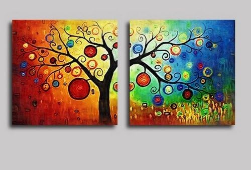 2 Piece Canvas Art 100% Hand Painted Art Colorful Art Wall Art for Home Decoration Group Painting Modern Art Abstract Oil Painting Free Shipping (unframed and unstretched