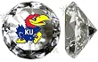 Kansas U Mascot On A 4" Diamond Glass. Jewelry Box Included