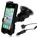 Wicked Hold - f�r Apple iPhone 4S / 4 Smartphone - KFZ Halterung Autohalterung (vibrationsfrei, kompatibel mit Bumper & Case, 360 Grad drehbar) mit KFZ Ladekabel (1000mAh, 12V, 24V, schwarz)