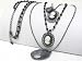 Beautiful Triple Chain Cameo Charm and Locket Necklace on LONG Black/Gunmetal Chain Comes Gift Boxed