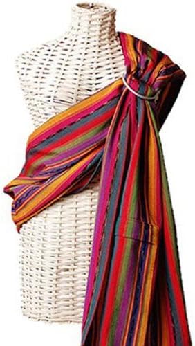 MAYA WRAP Lightly Padded Baby Ring Sling Carrier (MEDIUM BRIGHT STRIPE)