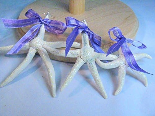 Set Of Three Sparkling Star Fish Ornaments For Your Beach Home