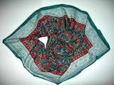 Imperial Peony Design 100% Cotton Hand Printed Anokhi Shawl-Scarf with Beaded Corners, 45 inches X 45 inches