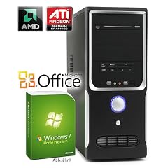 Leiser PC - CSL Sprint H5757 (Quad) - Multimedia QuadCore! PC-System mit AMD Athlon II X4 640 4x 3000 MHz, 1000GB SATA, 8192MB DDR3, ASUS Mainboard, Radeon HD 5450, DVD-RW, CardReader, 5.1 Sound, GigLAN, Windows 7 Home Premium, Office 2010