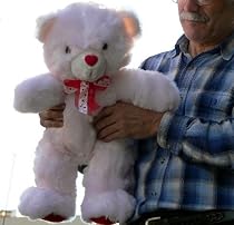 20" BIG SOFT PINK TEDDY BEAR - HAS HEART-SHAPED NOSE and LOVE and HEARTS RIBBON - PERFECT FOR VALENTINES DAY or ANY DAY