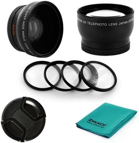 58mm 0.45x Wide angle + 2X Telephoto lens kit + MACRO +1+2+4+10 Filter set + CAP + CLOTH for CANON GL1 GL2 MiniDV Digital Camcorder, NEW
